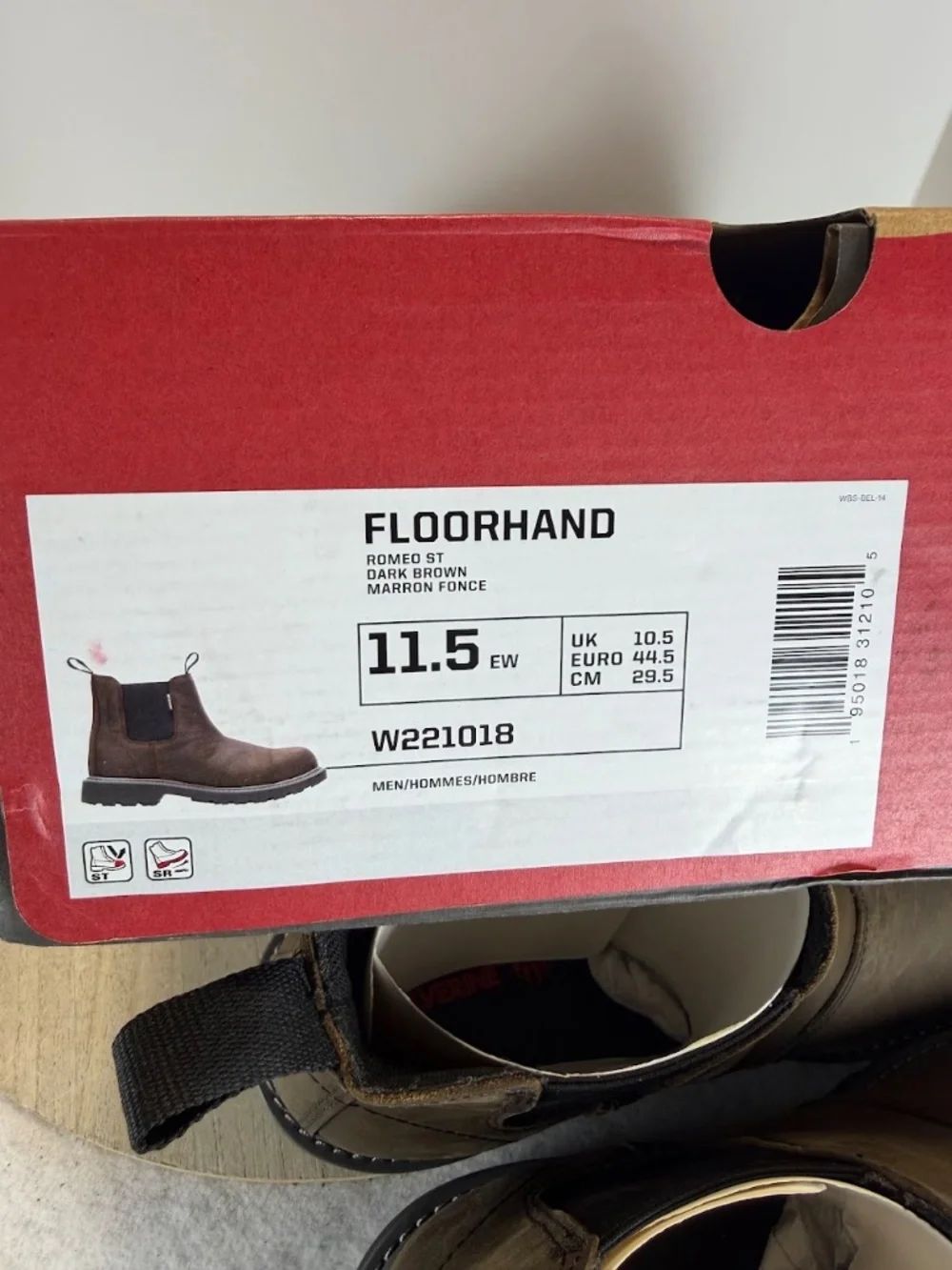 Wolverine Floorhand Romeo ST Mens 11.5 EW Steel Toe Work Boots Dark Brown NIB